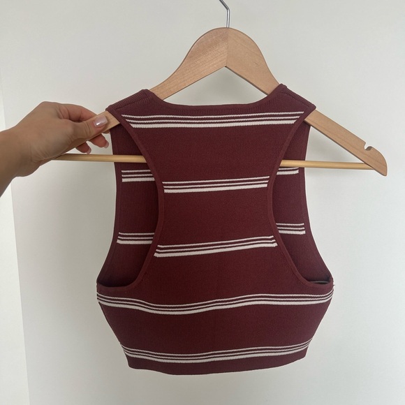 Babaton Burgundy Striped Women's Top - Picture 2 of 2